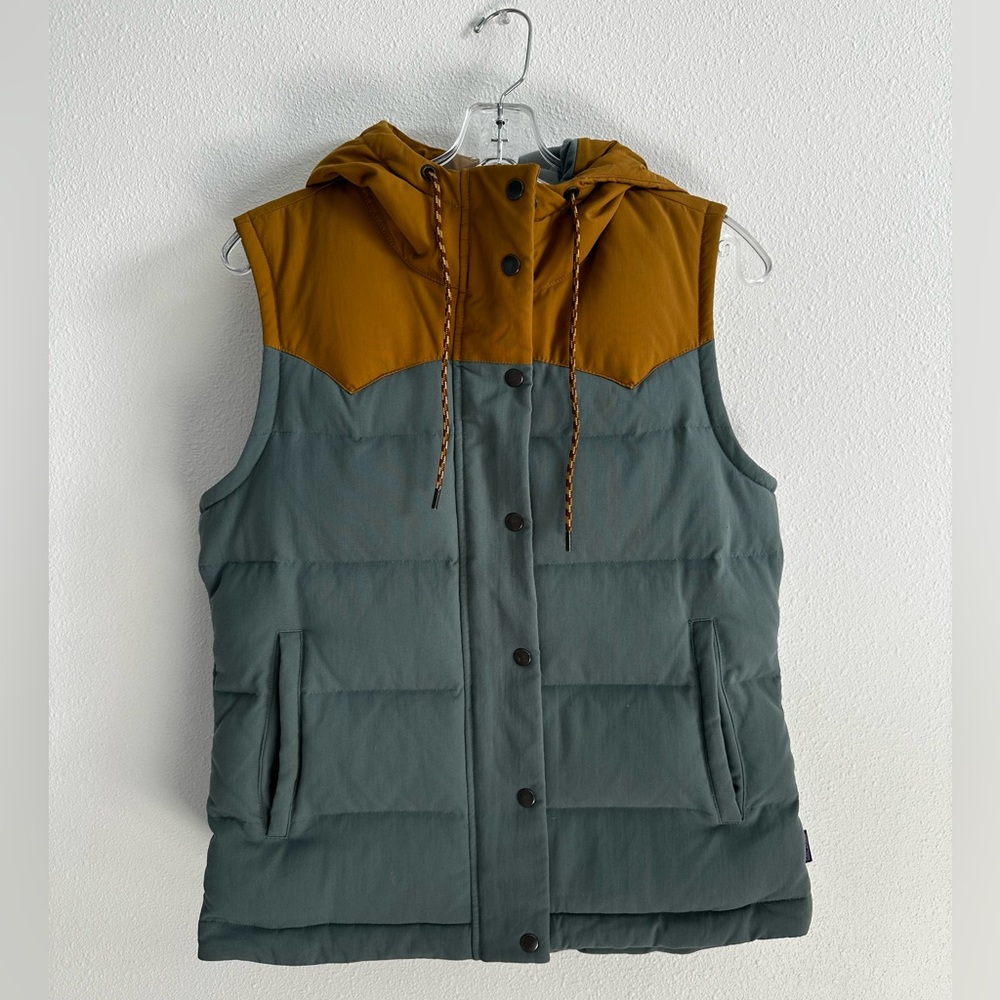 Patagonia Teal and Mustard Hooded Vest